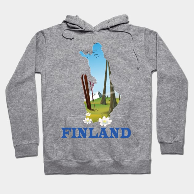 Finland Map Travel poster Hoodie by nickemporium1